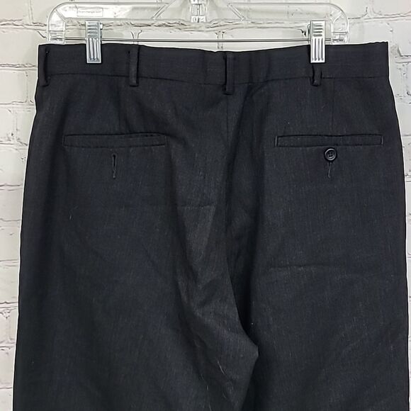 Dockers 34x32 Wool Blend Dress Pants Flat Front Relaxed Trouser Slacks Charcoal - Picture 6 of 8